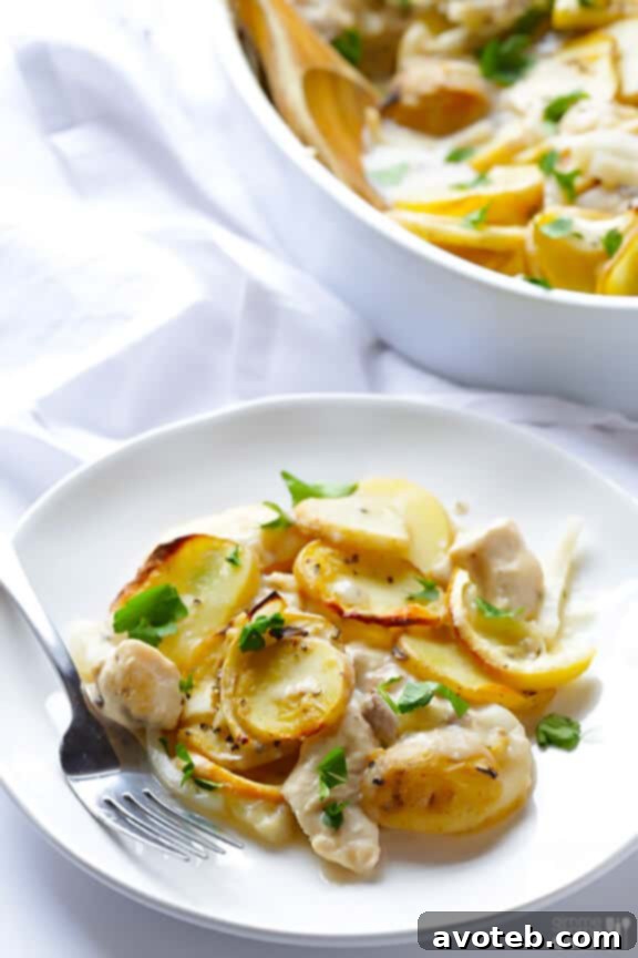 Lemon Chicken Potato Casserole, side view