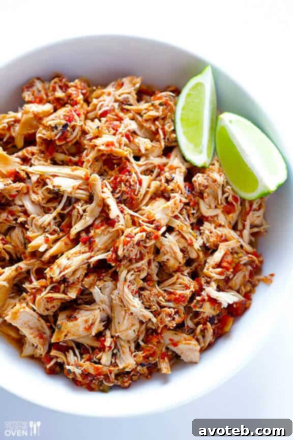 Simple Slow Cooker Salsa Chicken in a Crockpot
