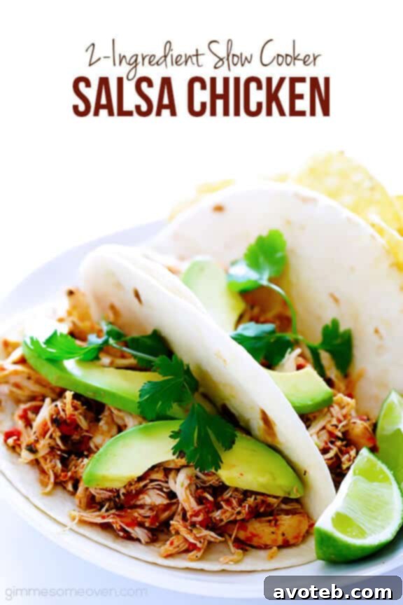 Close up of a plate of Slow Cooker Salsa Chicken