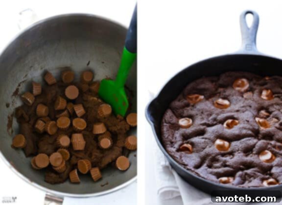 Preparing Chocolate Peanut Butter Skillet Cookie Dough