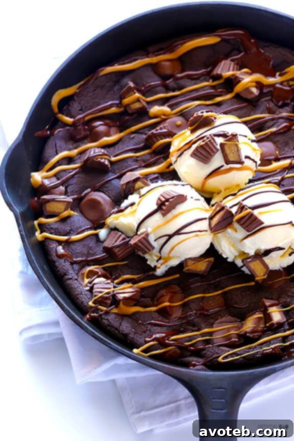 Baked Chocolate Peanut Butter Skillet Cookie