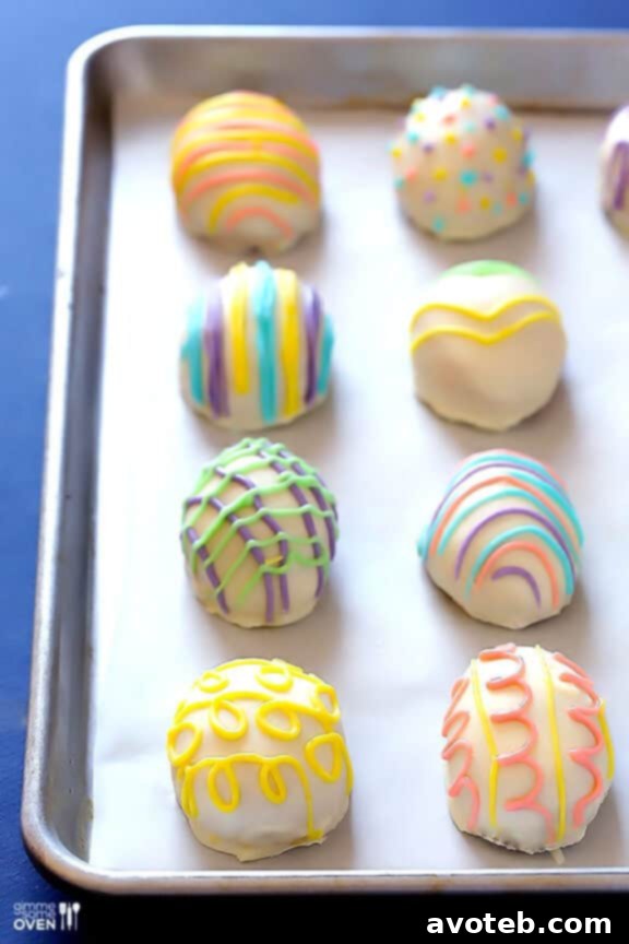 Close-up of Finished Golden Oreo Easter Egg Truffles