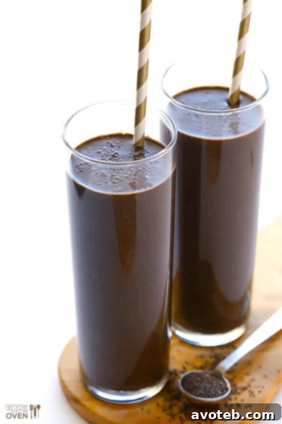Chocolate Chia Smoothie | Healthy Vegan Gluten-Free Recipe Decadent Chocolate Chia Smoothie - A Healthy Vegan & Gluten-Free Breakfast Recipe