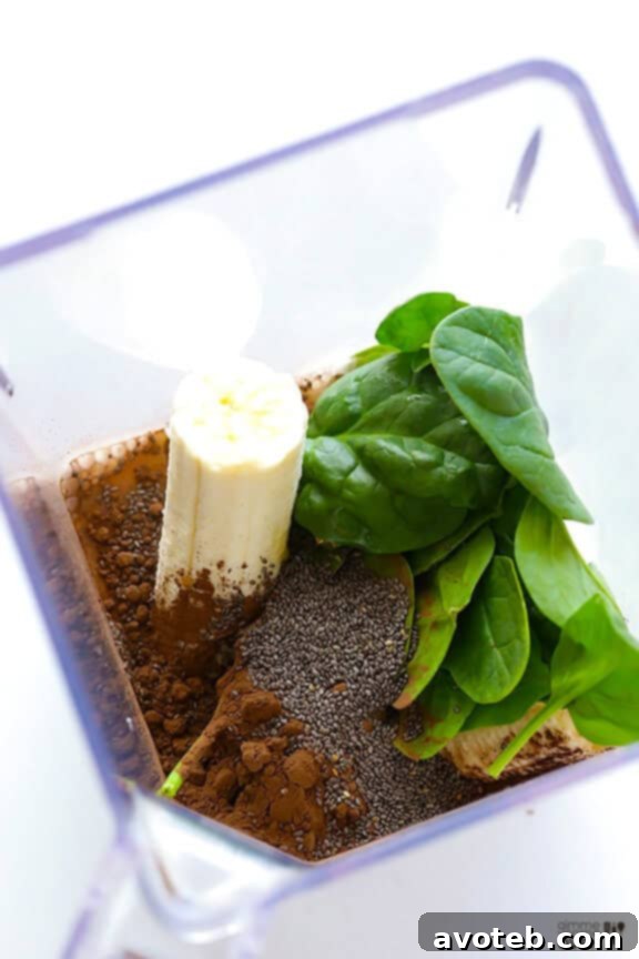 Chocolate Chia Smoothie Prep | Quick & Easy Steps Assembling a Healthy Chocolate Chia Smoothie in a Blender