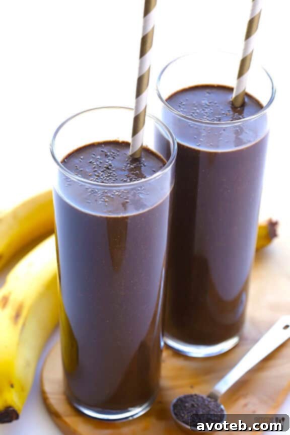 Chocolate Chia Smoothie | Nutrient-Rich Indulgence Creamy Vegan Chocolate Chia Smoothie with Healthy Ingredients