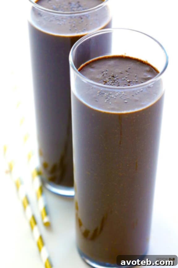 Chocolate Chia Smoothie | Garnish & Enjoy Chocolate Chia Smoothie with Fresh Chia Seeds Sprinkled