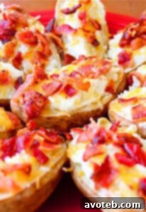 Close up of Blue Cheese Twice-Baked Potatoes ready to be served.