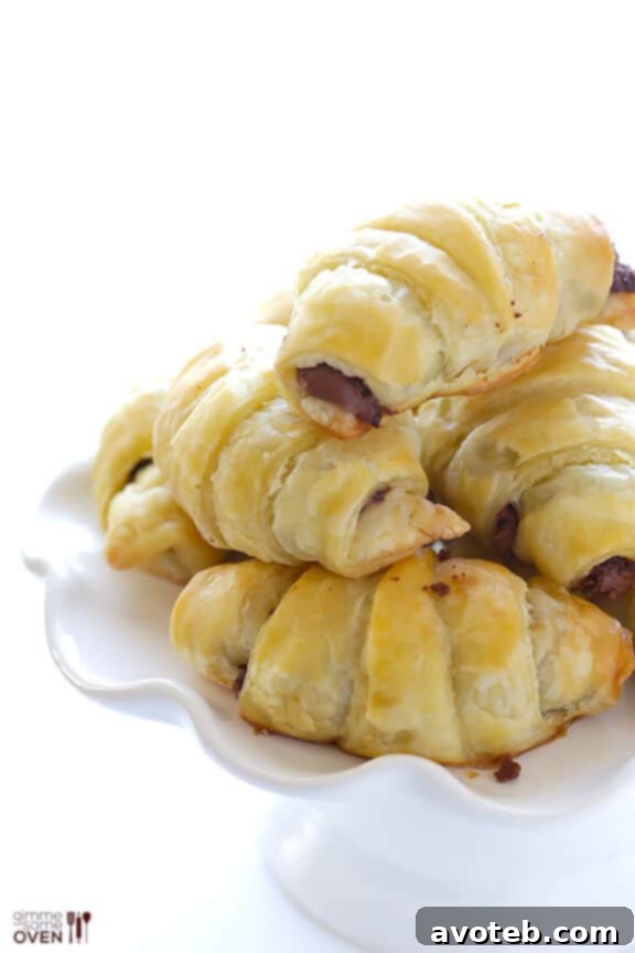 Nutella Croissants tempting from a stylish serving dish