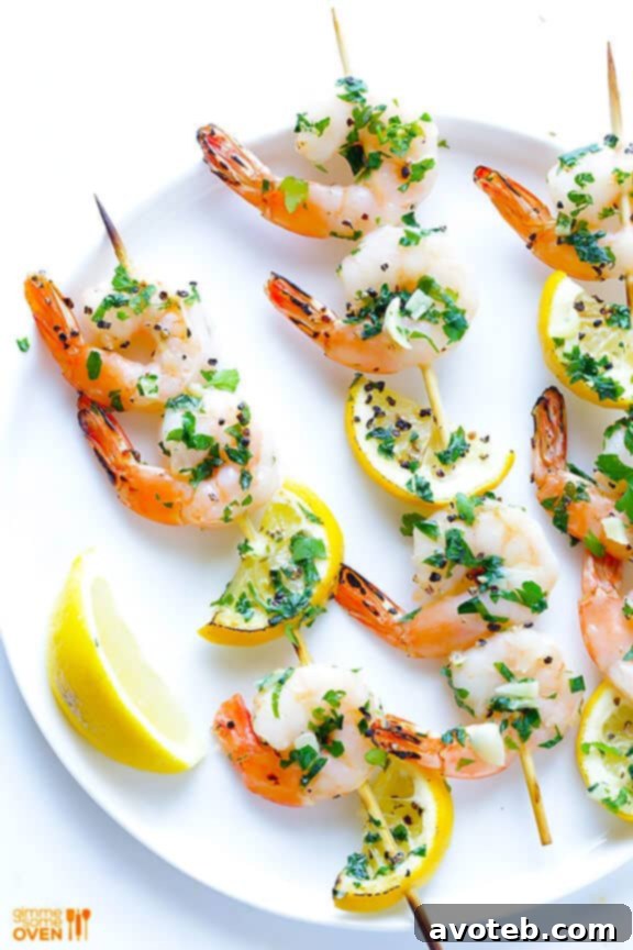 Perfectly Cooked Shrimp Scampi Skewers