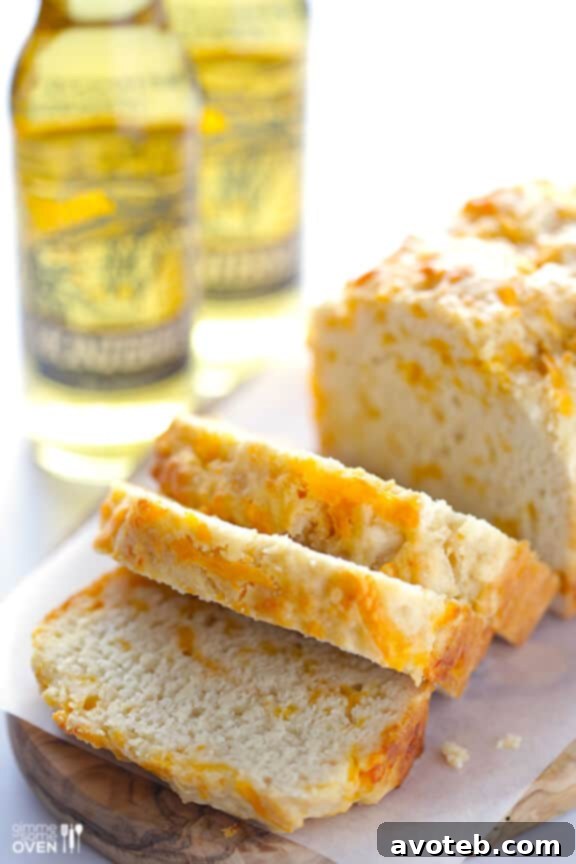 Delicious Garlic Cheddar Beer Bread, a perfect savory side dish.