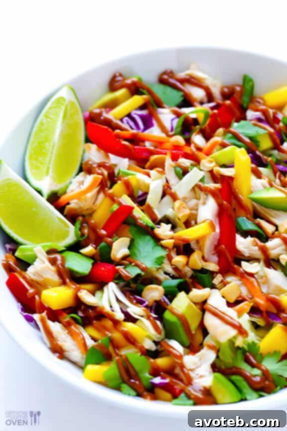 Ingredients for Rainbow Thai Chicken Salad laid out, ready for preparation.