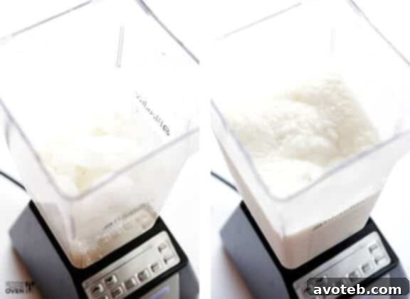 Creamy coconut milk, a key ingredient for the white layer of the Red, White & Blue Margaritas, offering a tropical twist.