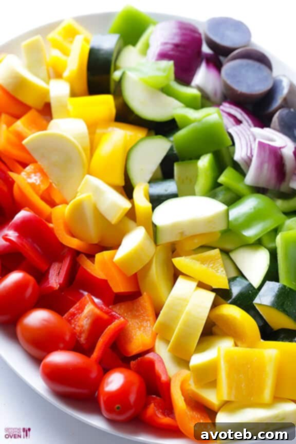 Assorted vegetables on skewers, drizzled with vinaigrette.