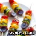 Vibrant Rainbow Veggie Skewers with Balsamic Vinaigrette