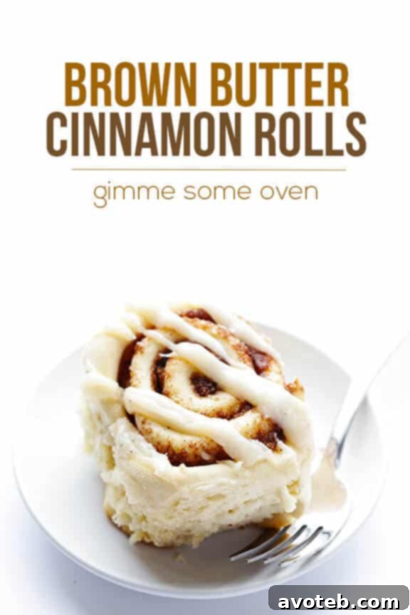 A final, close-up shot of Brown Butter Cinnamon Rolls.