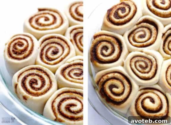 Rolling and cutting the cinnamon roll dough.