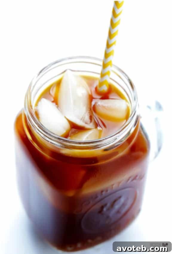 Serving cold brew coffee over ice, ready for dilution