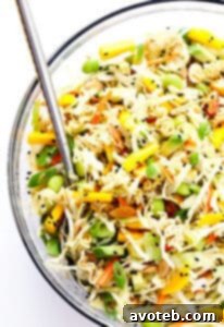 Crunchy Ramen Noodle Salad with mango, avocado, and edamame