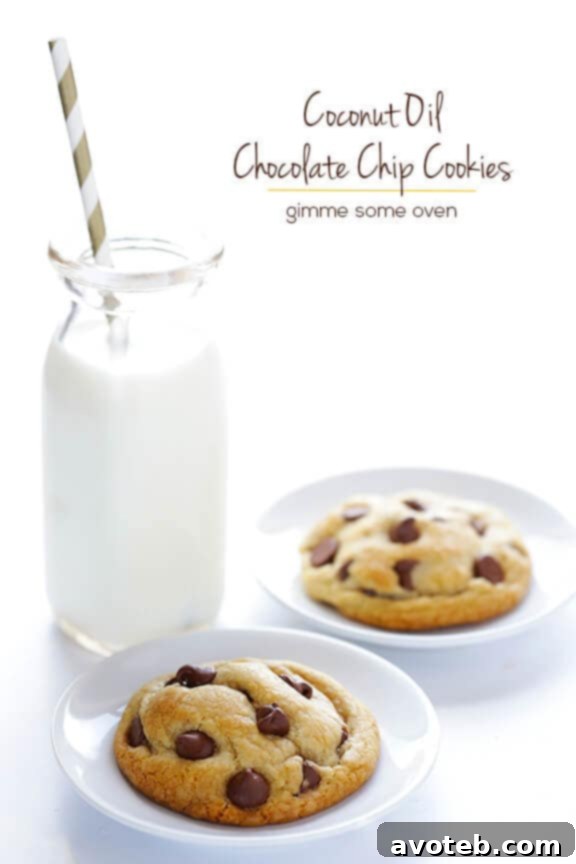 Pile of delicious Coconut Oil Chocolate Chip Cookies