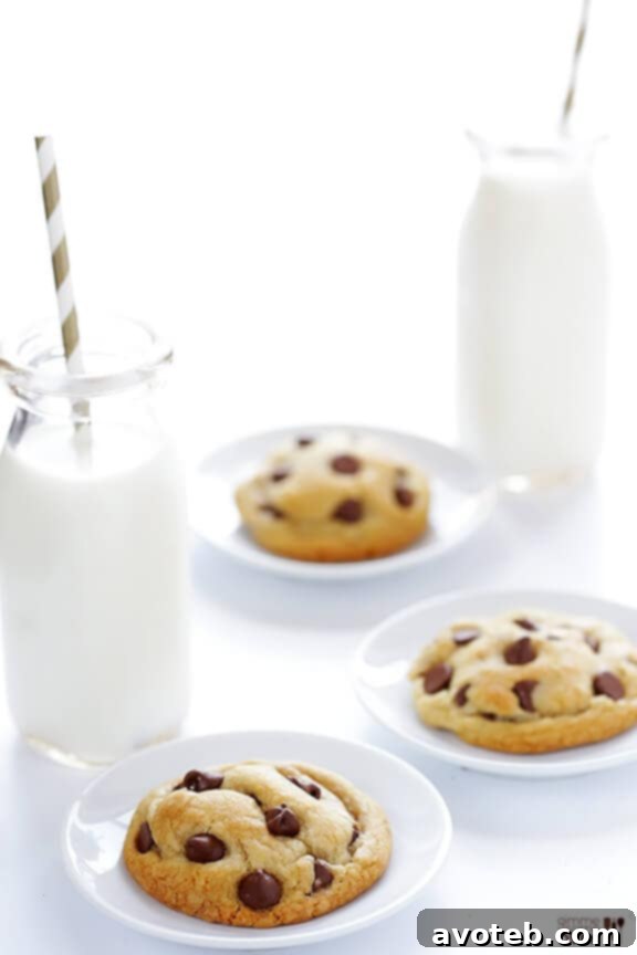 Close-up of a chewy Coconut Oil Chocolate Chip Cookie