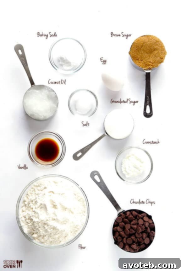 Ingredients for Coconut Oil Chocolate Chip Cookies