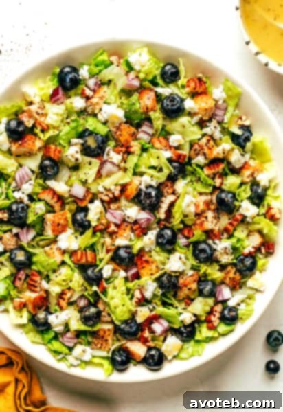 Blueberry Chicken Chopped Salad with lemon vinaigrette