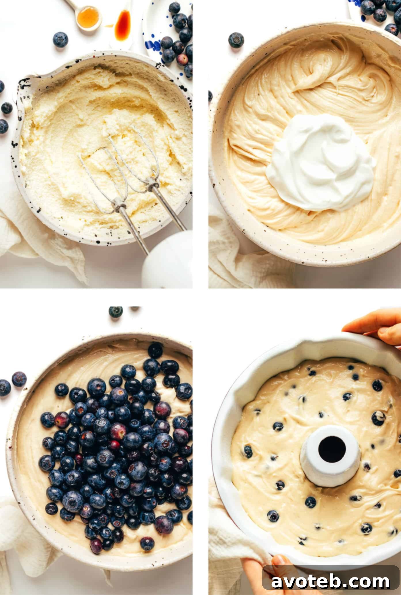 Ingredients for Blueberry Bundt Cake laid out