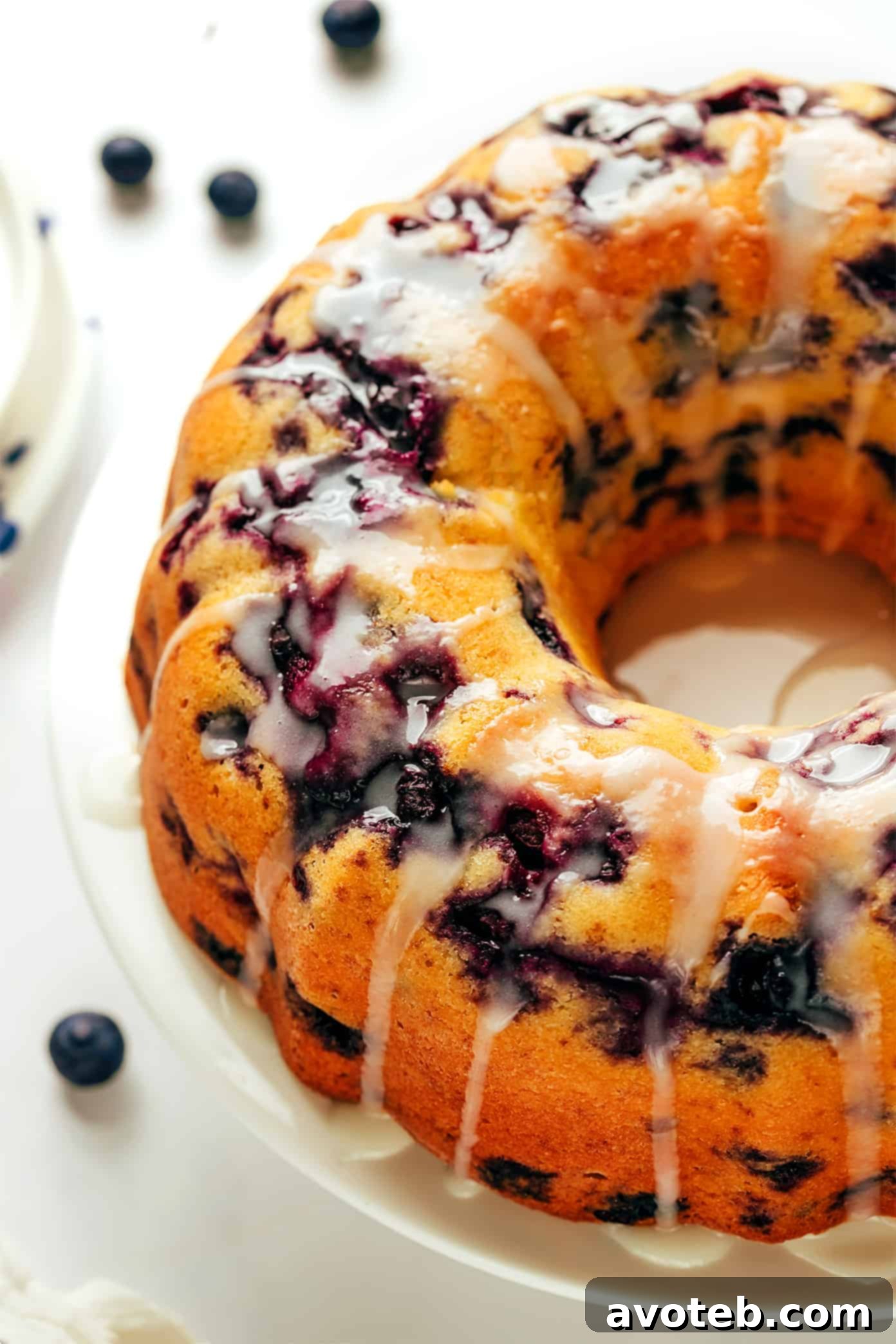 Blueberry Bundt Cake cooling on a wire rack