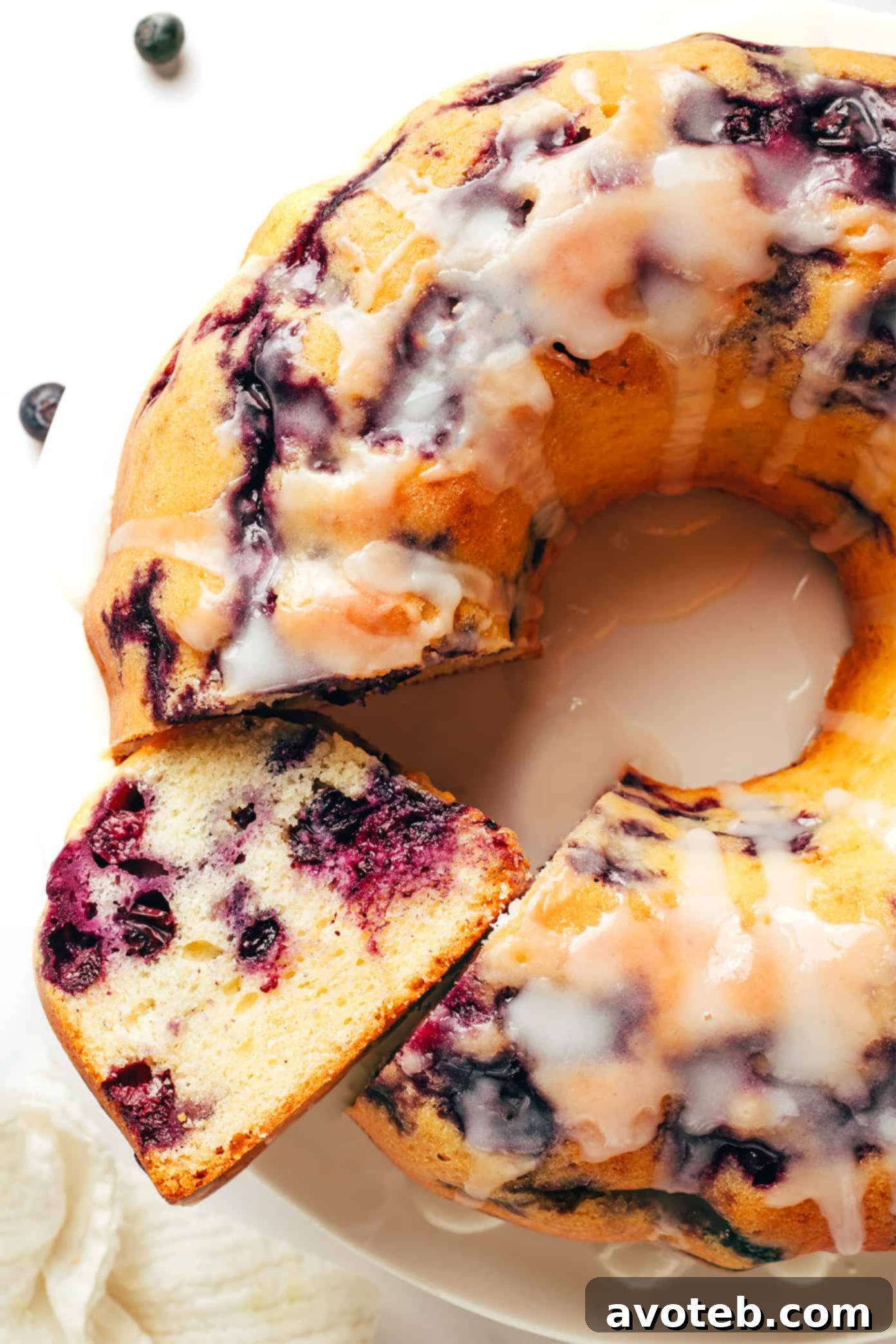 Another beautiful shot of the Blueberry Bundt Cake