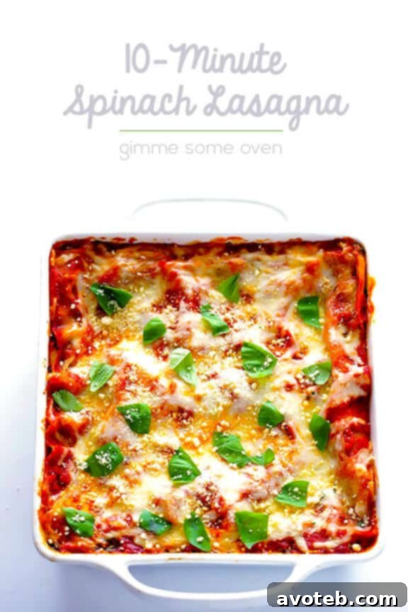 10-Minute Spinach Lasagna -- quick and easy to prep, and SO good! | gimmesomeoven.com #pasta