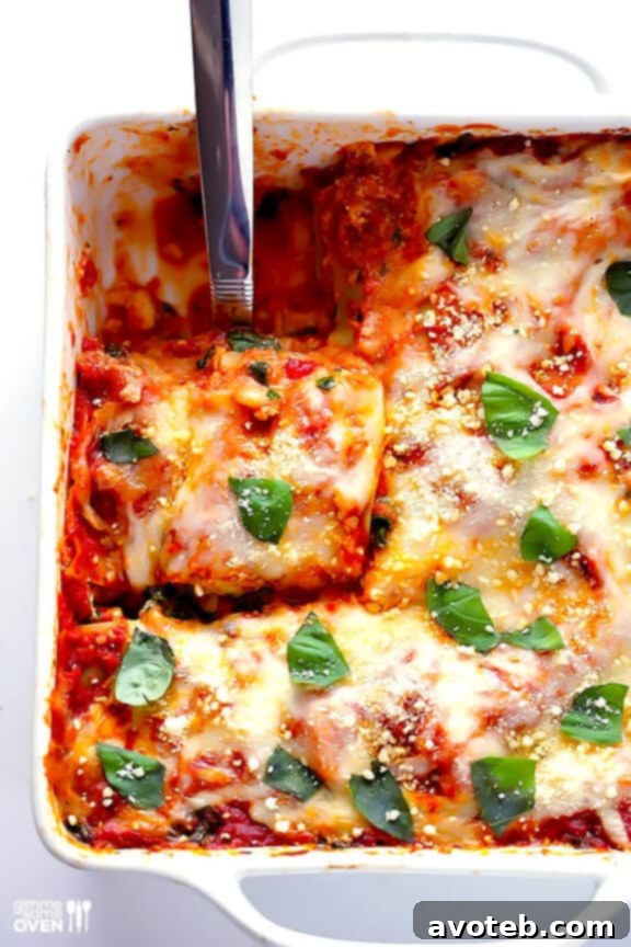 10-Minute Spinach Lasagna -- quick and easy to prep, and SO good! | gimmesomeoven.com #pasta