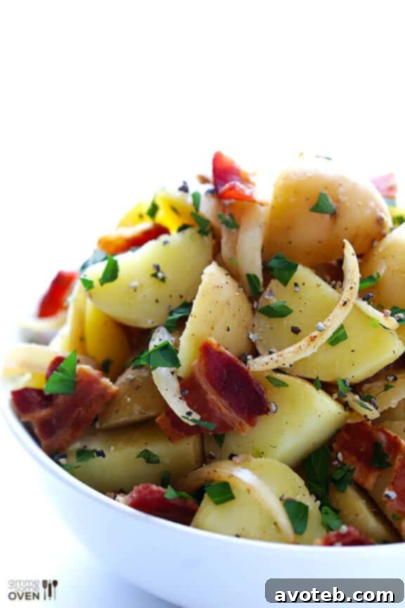 German Potato Salad with Parsley Garnish