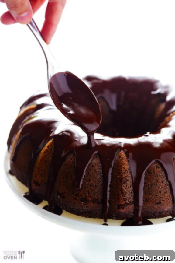 Overhead shot of a delicious Greek Yogurt Chocolate Bundt Cake, ready to be glazed. Made with simple ingredients, this cake promises a tender crumb and deep chocolate flavor, elevated by the creamy texture of Greek yogurt.