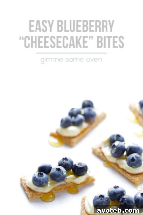 Final delicious blueberry cheesecake bites ready for serving or sharing