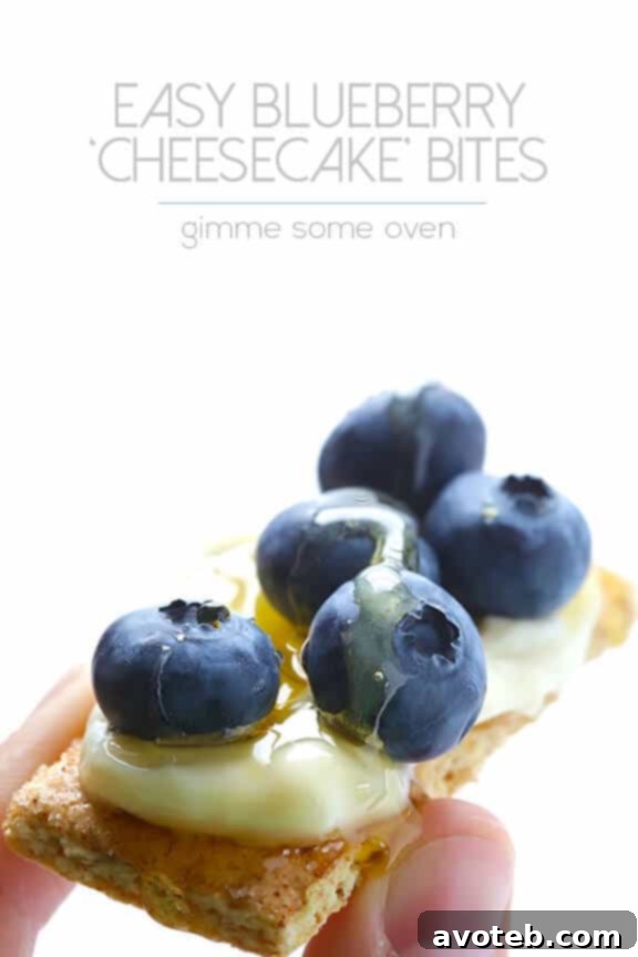 Platter of easy blueberry cheesecake bites, ready to serve