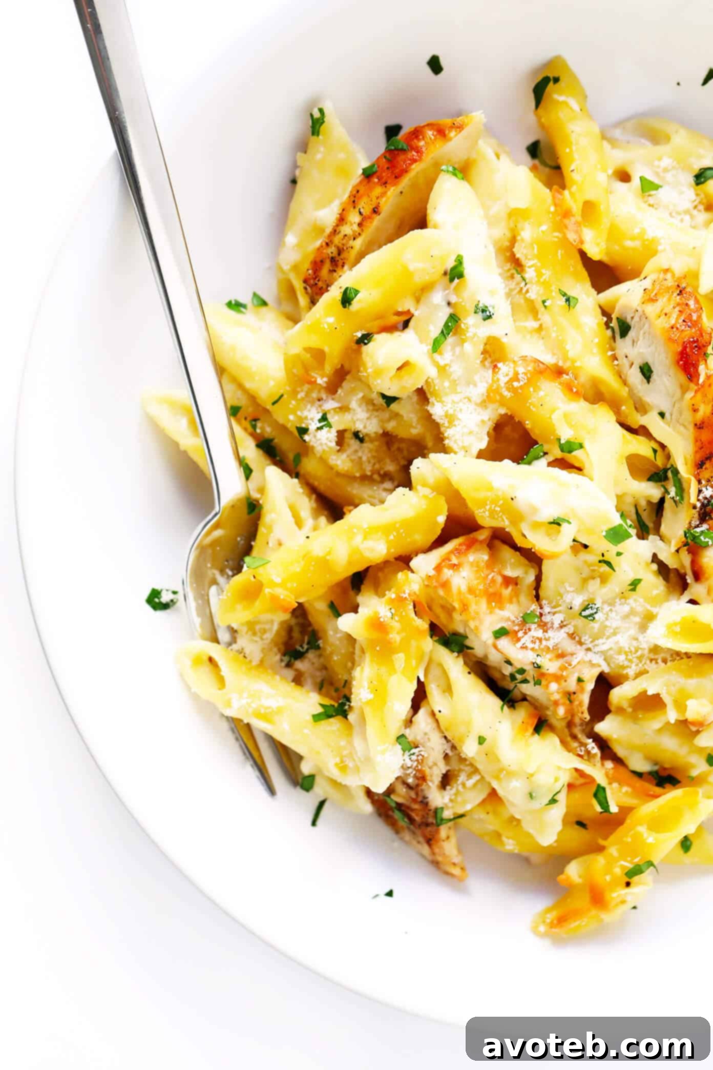 Creamy Chicken Ziti Bake 7 Chicken Alfredo Baked Ziti with fresh Parmesan topping