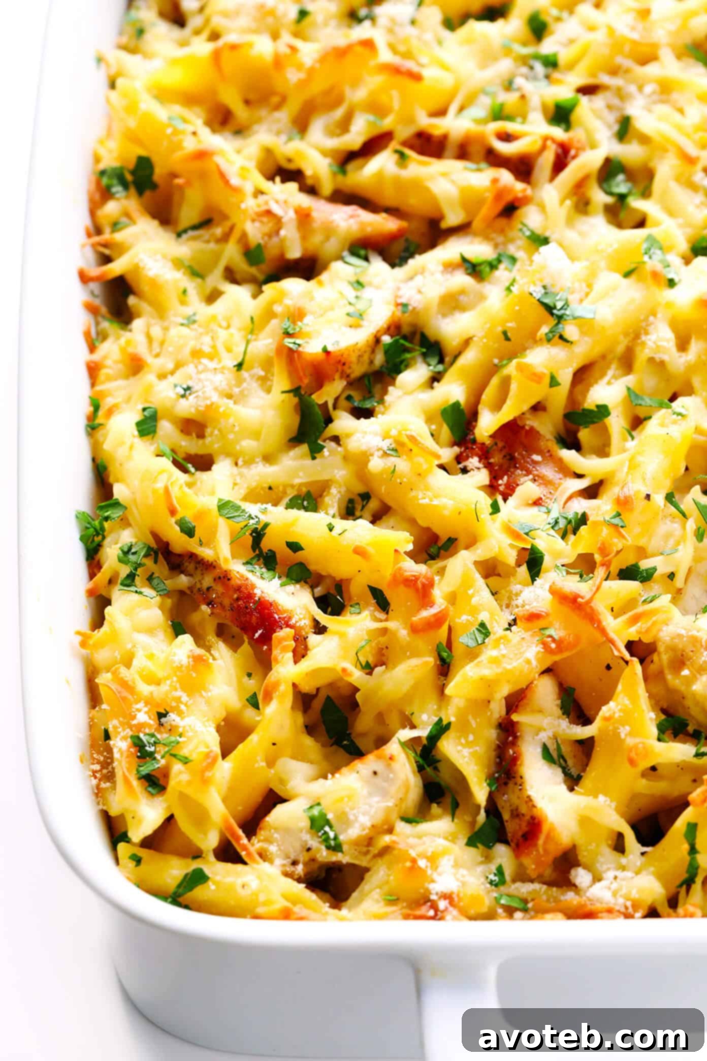 Creamy Chicken Ziti Bake 9 Close-up of Chicken Alfredo Baked Ziti Casserole