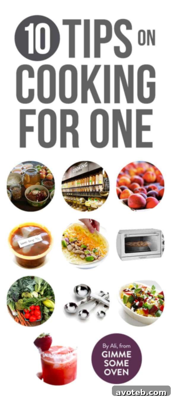Delicious and helpful advice on cooking for one, making it enjoyable and efficient.