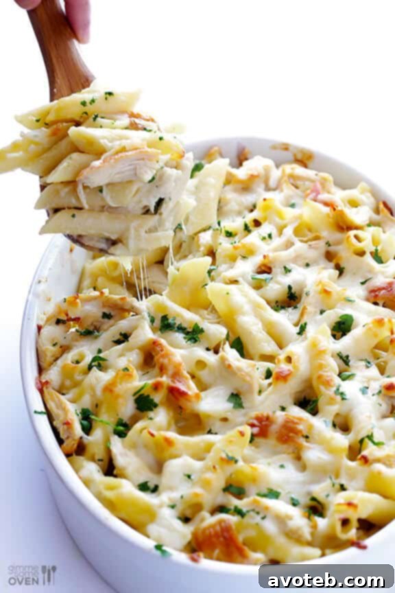 Baked Ziti with creamy Alfredo sauce and chicken, a comforting Italian pasta dish.