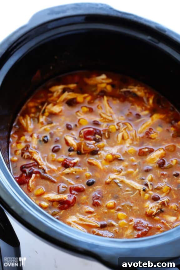 Slow Cooker Chicken Enchilada Soup Simmering to Perfection