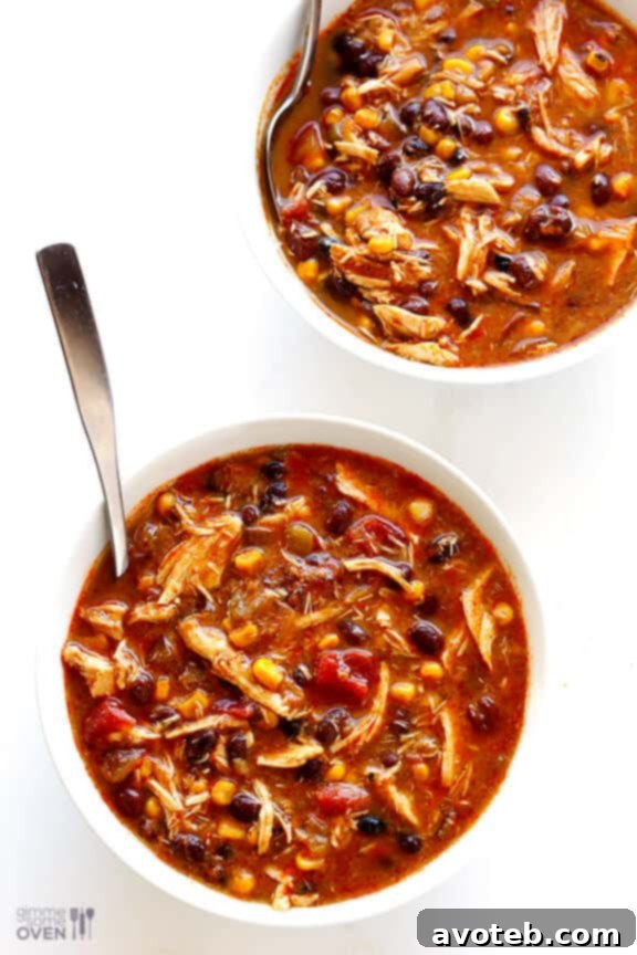 Bowl of Freshly Made Slow Cooker Chicken Enchilada Soup