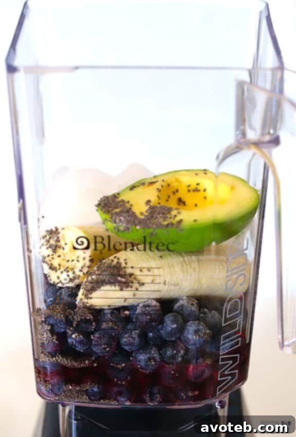 Brain Power Blueberry Avocado Smoothie | Omega-Rich Recipe