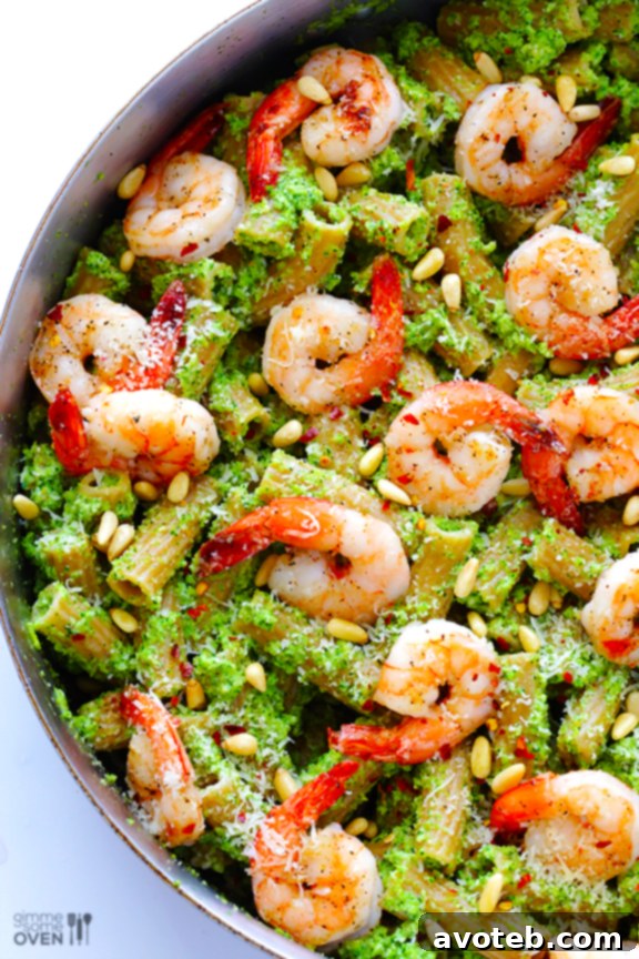Delicious Shrimp Pasta with Healthy Broccoli Pesto - A Quick and Easy Seafood Dinner
