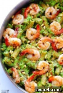 Shrimp Pasta with Broccoli Pesto Recipe Card
