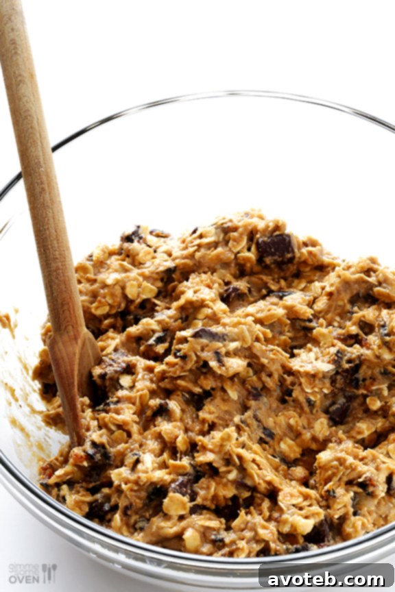 Bowl of healthy breakfast cookie dough ready for baking