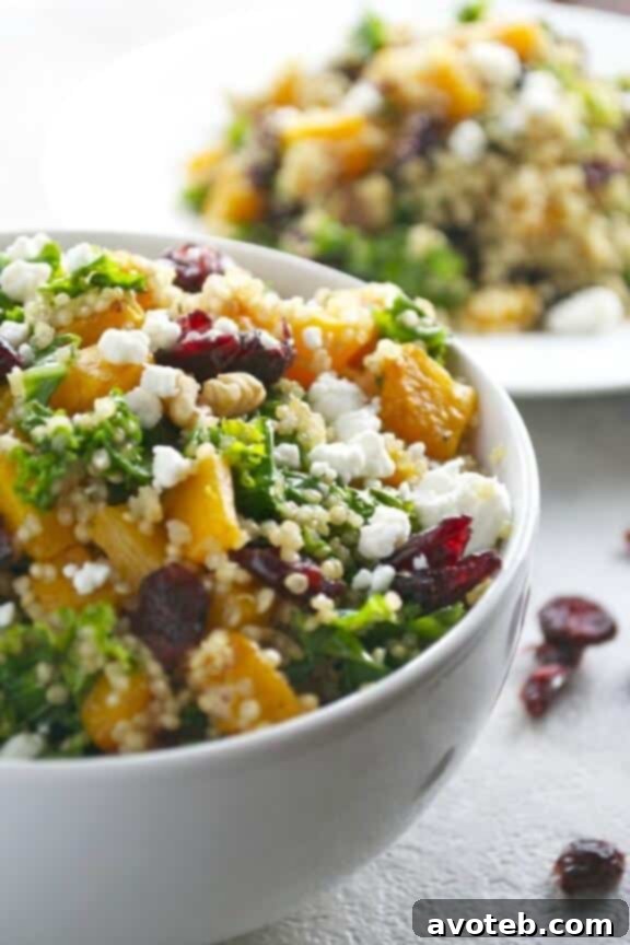 Butternut Squash Quinoa with Kale, Cranberries, Walnuts and Goat Cheese | Healthy Fall Recipe