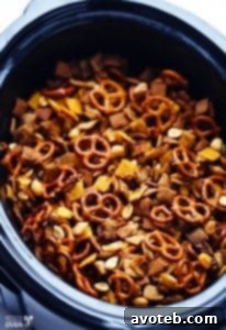 Slow Cooker Chex Mix in a bowl.