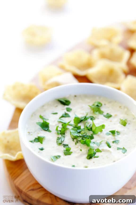 Effortless Queso Dip 6 Creamy 2-Ingredient Queso Dip served warm with crispy tortilla chips, perfect for dipping.