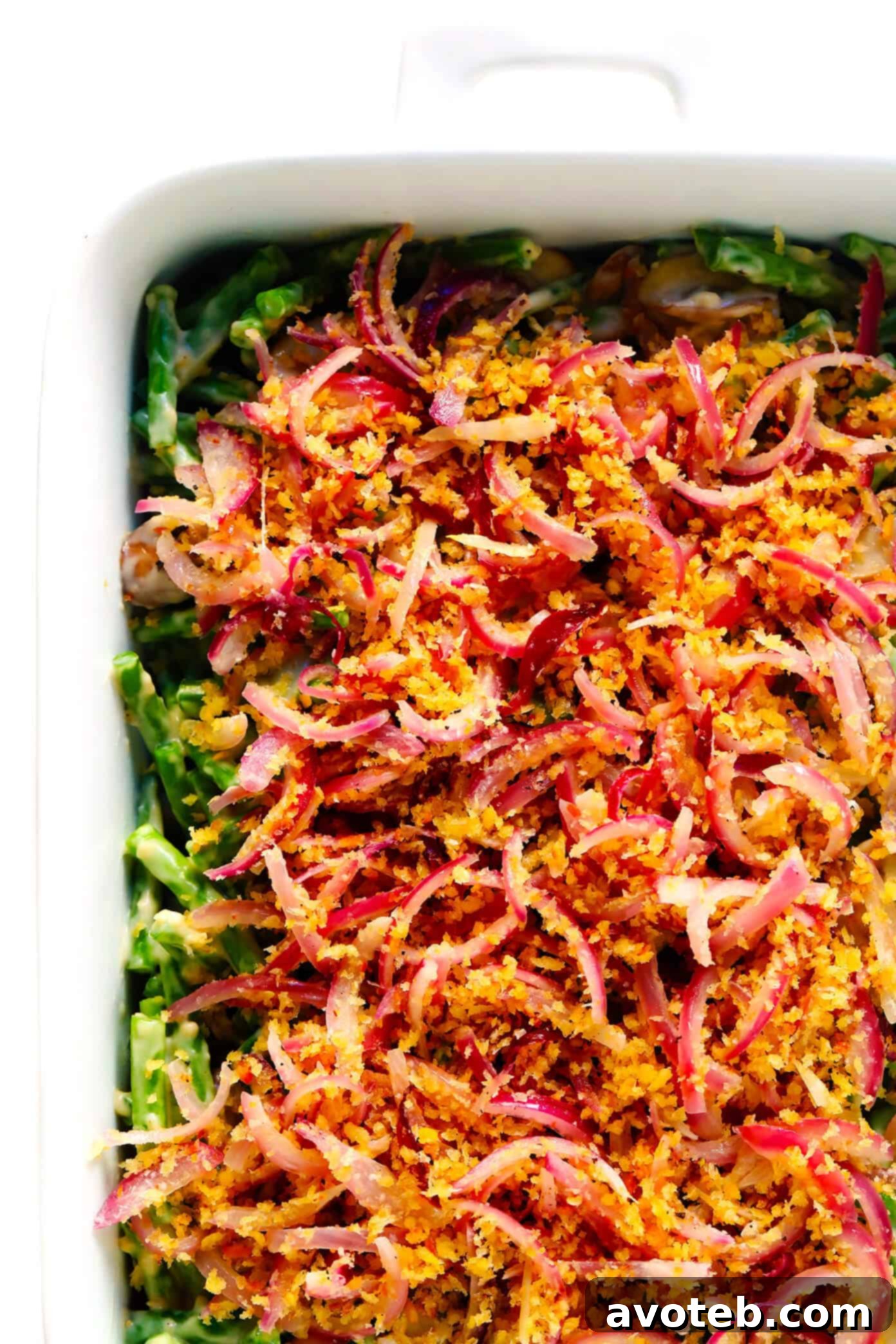 This BEST green bean casserole recipe -- made 100% from scratch with a crispy onion topping and creamy Parmesan mushroom green bean filling. So fresh and flavorful, and always the perfect side dish for Thanksgiving! | gimmesomeoven.com Steps to Make Green Bean Casserole from Scratch