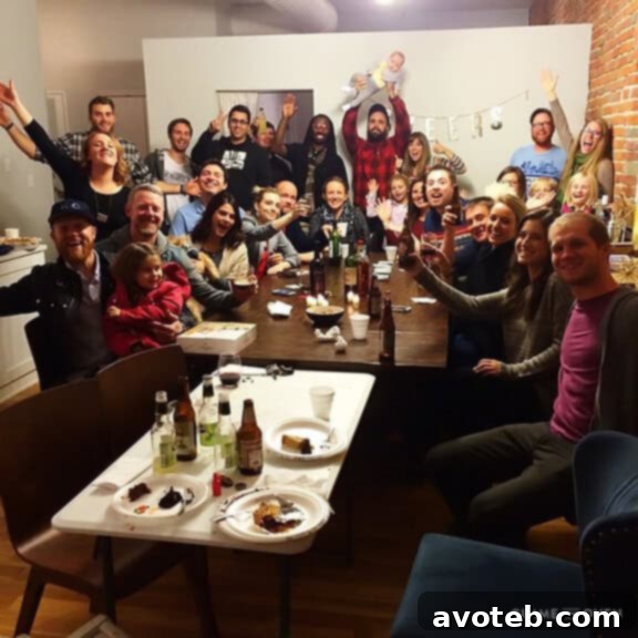 Neighbors enjoying a festive gathering for Neighborsgiving